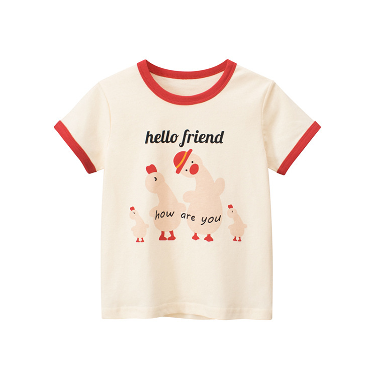 Girls' Korean Children's Clothing Summer New Product Wholesale 2023 Cartoon Children's Short Sleeve T-shirt Baby Clothes One Piece Delivery