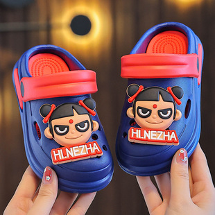 Nezha Children's Cave Shoes Summer Cute Cartoon Princess Shoes Girls' Baby Baotou Fashion Outer Wear Sandals and Slippers