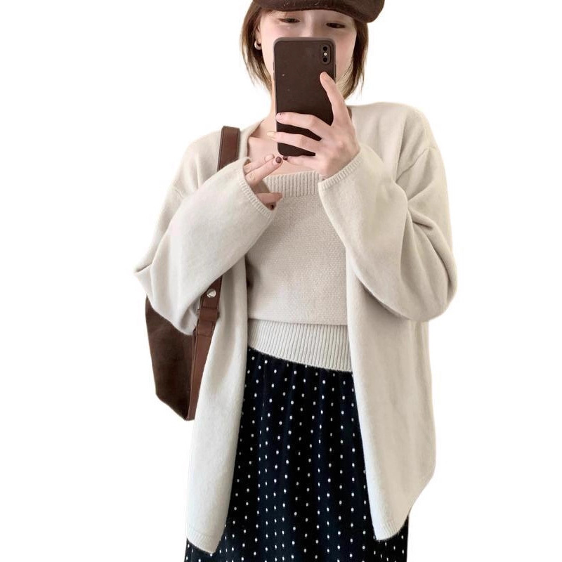 气质名媛吊带背心针织开衫女两件套2025春季新款洋气减龄外套|undefined