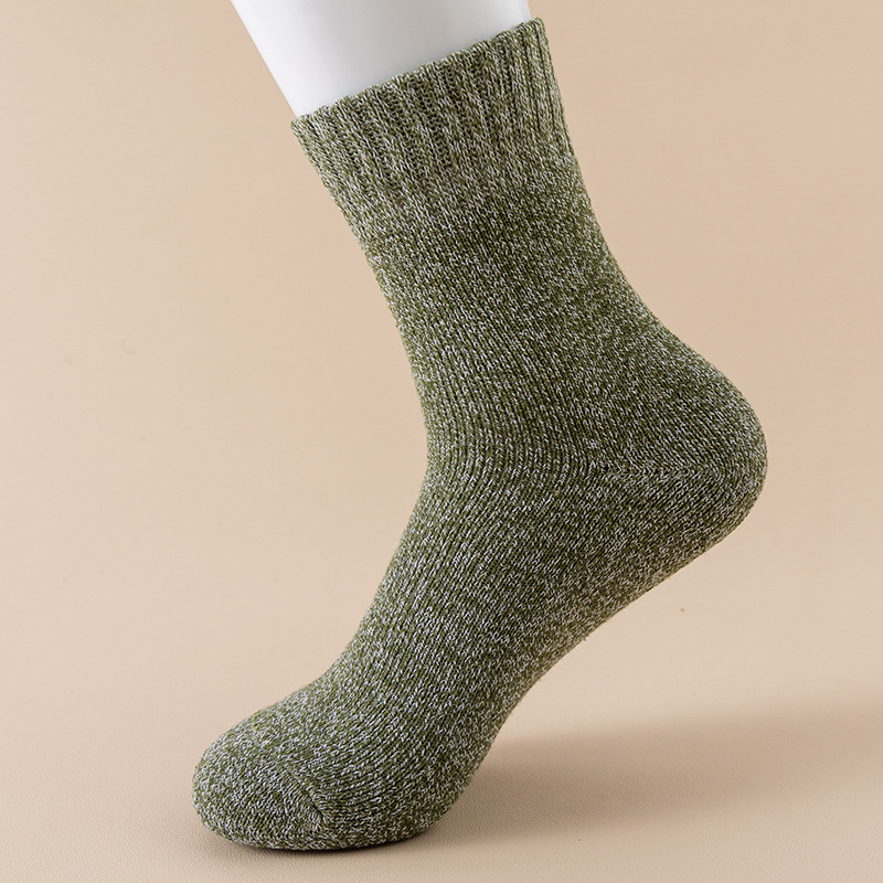 Calcetines de anillo para hombres de otoño y invierno más terciopelo grueso calcetines de piso de color sólido paralelo calcetines de toalla al por mayor transfronterizos