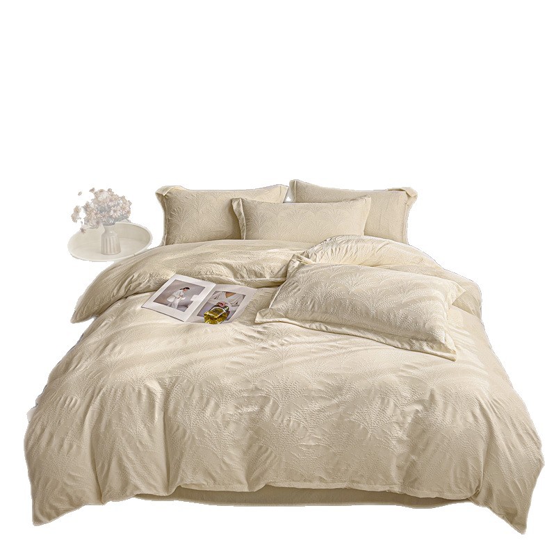 Gauze Jacquard Bedding Set, Double-layer Cotton Duvet Cover Set_voghion.com
