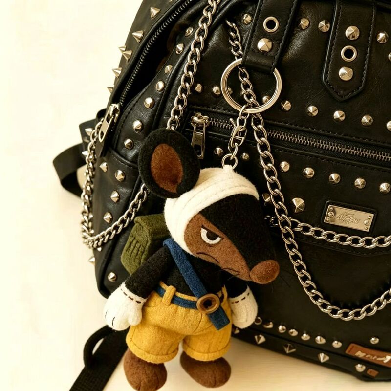 [Black Cat Police Chief] One-Eared Plush Toy Keychain, Same Style as on Xiaohongshu, Backpack Pendant, Bag Accessory