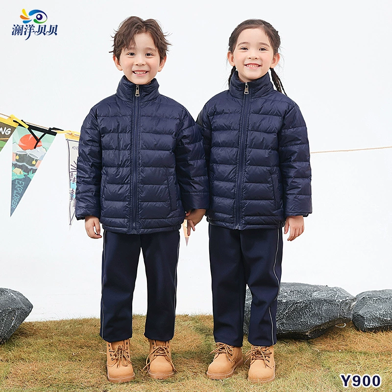Uniform for elementary school students, winter children's light and thin keep warm down jacket for boys, for secondary school