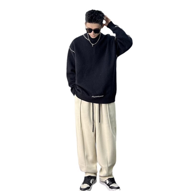 스웨터 남자 가을 겨울 간단한 캐주얼 올 매치 따뜻한 패션 트렌드 라운드 칼라가있는 한국 니트 스웨터