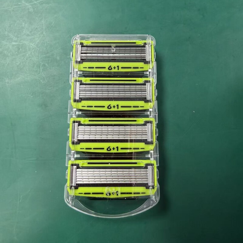 【High-Quality Blades】6-Layer Green Razor with Fine-Tuning Blades, Razor Head for Men's Manual Razor