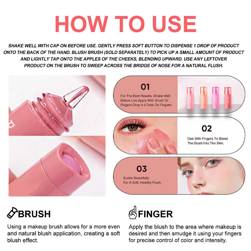 Cross-border PAGE VINE Liquid Blush Brilliant White Carmine Lipstick Mat Multifunctional Eye Shadow Pink