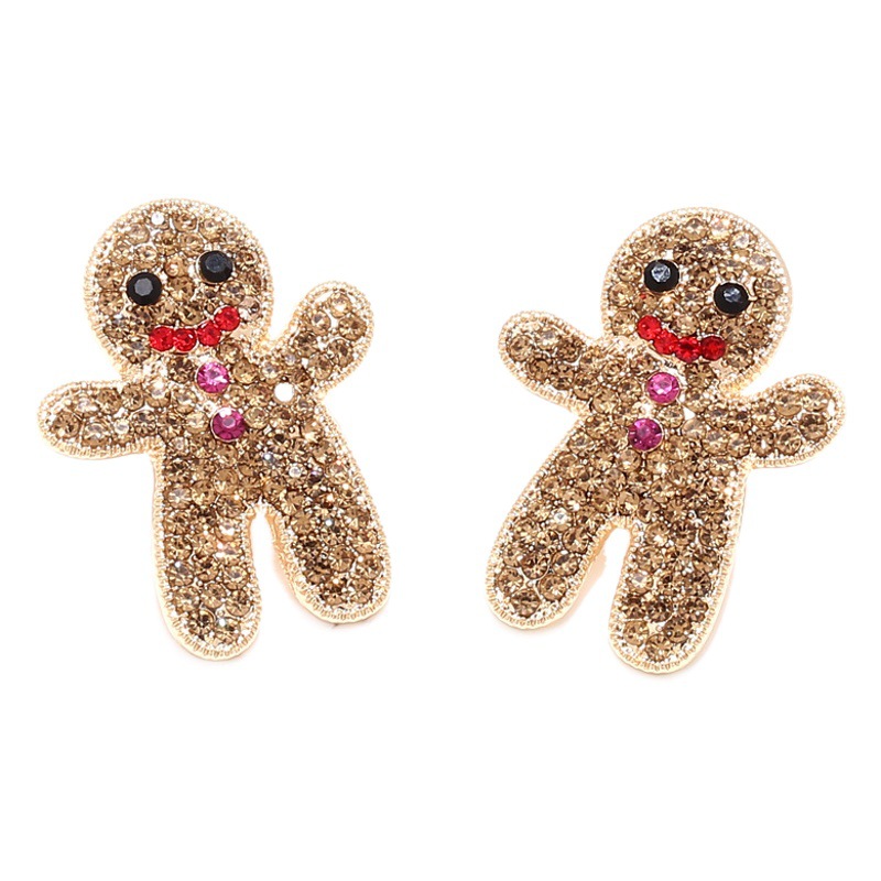 European and American cute full diamond Christmas pancake earrings sweet temperament alloy Diamond-embedded Christmas earrings earrings for women