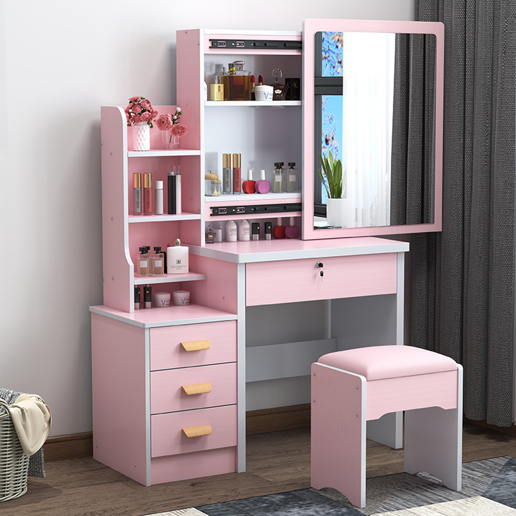 Mesa de maquillaje transfronteriza armario en un espejo push-pull venta caliente dormitorio simple moderno con armario de almacenamiento red comedor