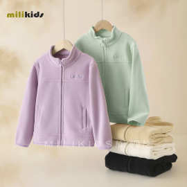 女童双面摇粒绒外套秋冬季儿童开衫童装校服神器加绒加厚内胆内搭