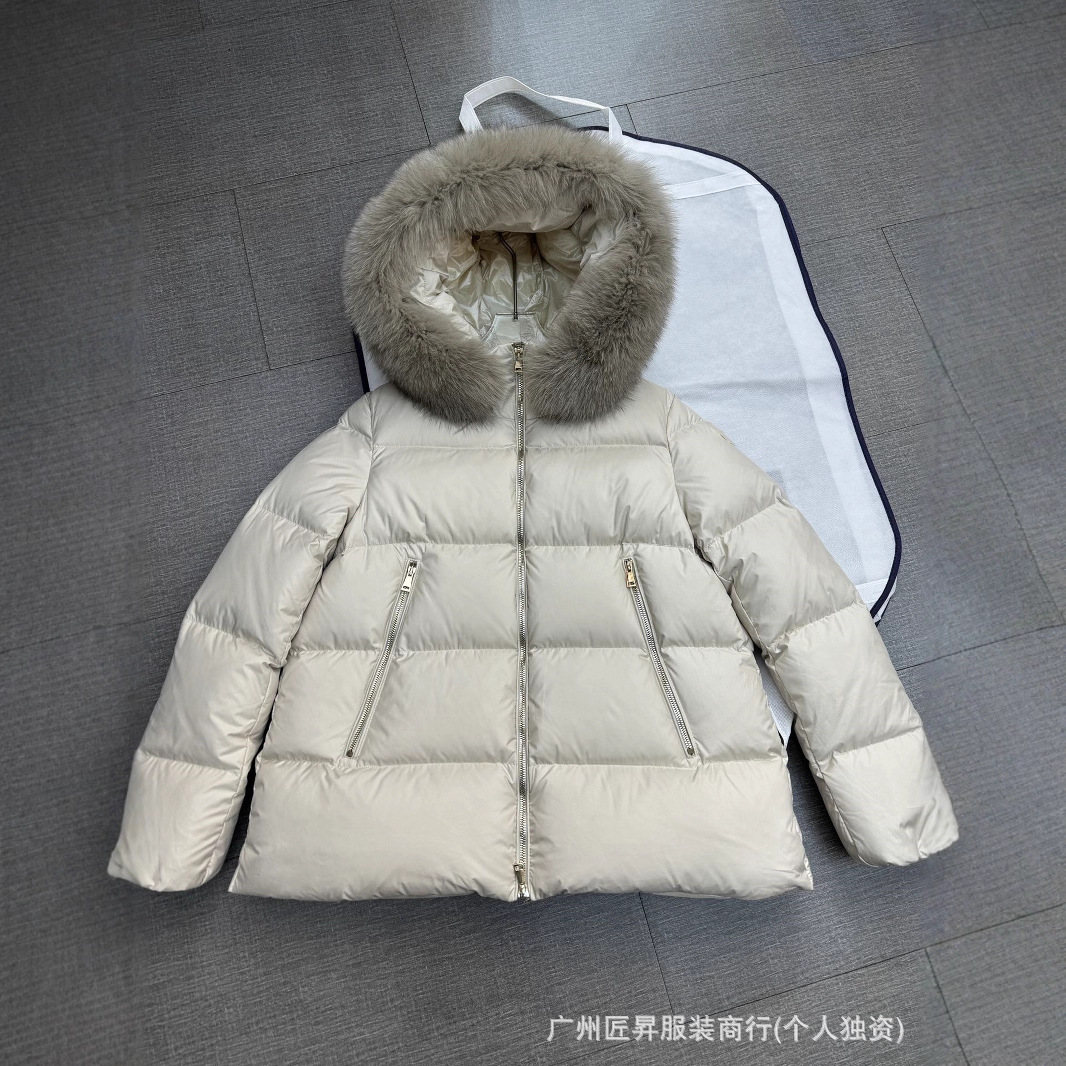 (정품) 몽자 25 가을 겨울 라이체 신상 여성용 대형 모피 칼라 다운 재킷