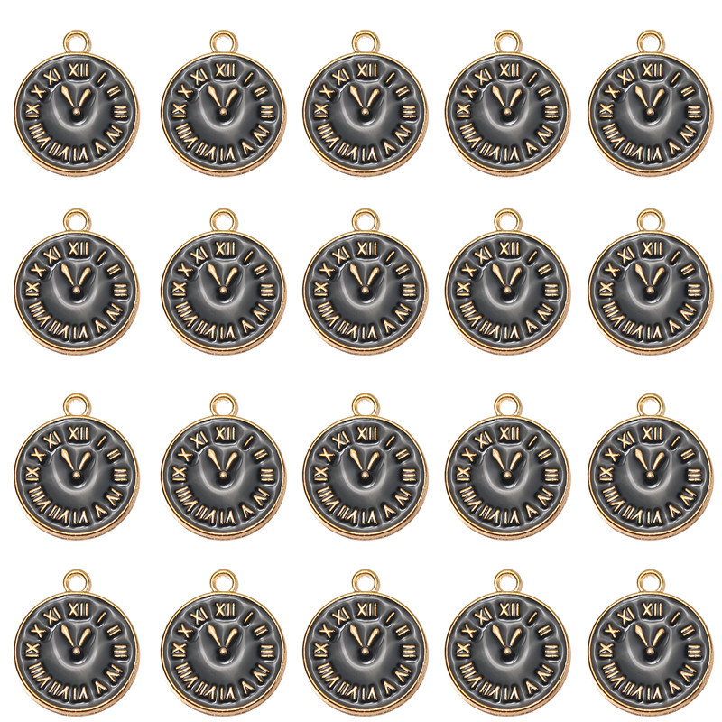 10 Pieces Simple Style Clock Alloy Enamel Pendant Jewelry Accessories display picture 1