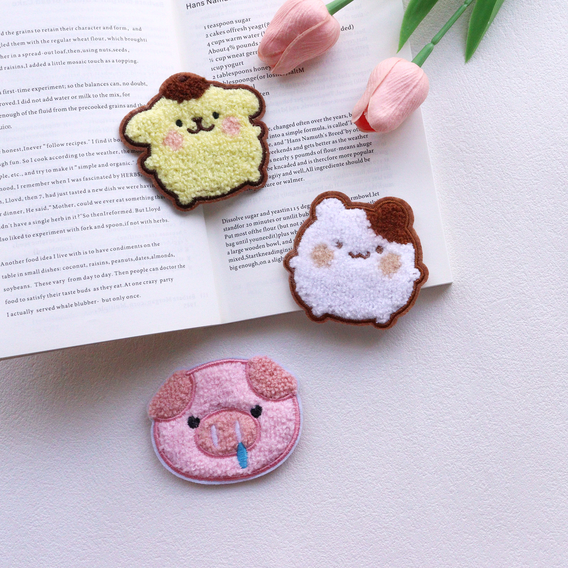 Wholesale Seamless Magic Tape Cute Pudding Dog Sweet Girl Side Fringe Embroidery Bangs Hair Accessory