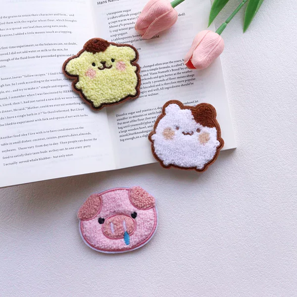 Wholesale Seamless Magic Tape Cute Pudding Dog Sweet Girl Side Fringe Embroidery Bangs Hair Accessory