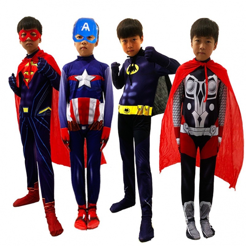 할로윈 의상 어린이 어벤져 캡틴 아메리카 아이언 맨 슈퍼맨 스파이더 맨 플래시 레오타드