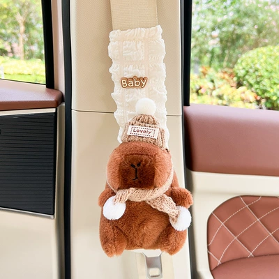 Seat belt shoulder pad: protective cover car decoration cute - hat-and-tie-large-capibala-1-puff-shoulder-pad
