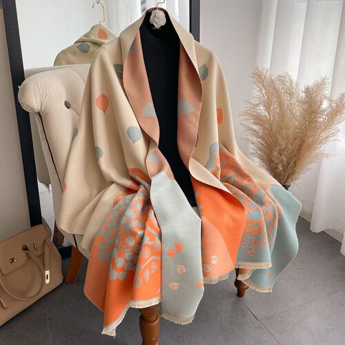  new autumn and winter air-conditioned room shawl European and American style imitation cashmere scarf for women double-sided two-color thickened windproof scarf