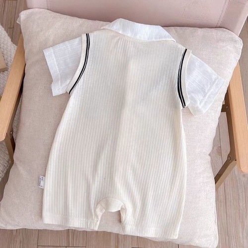 Baby's Summer Thin Clothing, Baby Short-Sleeve Outing Bodysuit, Pure Cotton, 100th Day College Hairy Climbing Suit