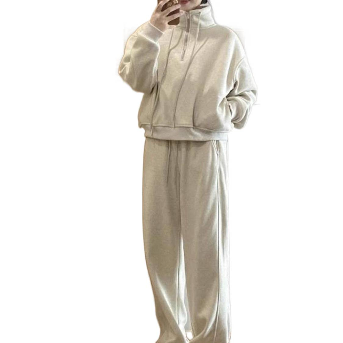 ActiveGo Casual Sportswear For Women, Autumn Winter Fashionable Sweatshirt Pants, Youthful And Age-Reducing Running Two-Piece Set_voghion.com