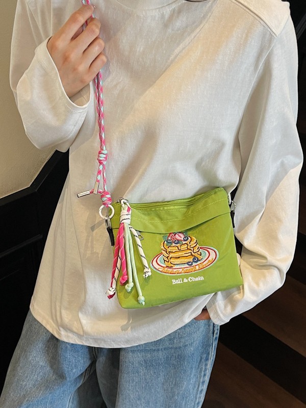 軽量旅行ショッピングクロスボディバッグ日本イン新しい高価値新鮮でかわいい刺繍コントラストカラーバッグ女性用|undefined