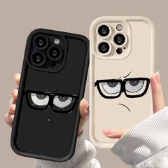 卡通眼镜表情适用苹果17手机壳iphone14pro情侣13批发15pro趣味16