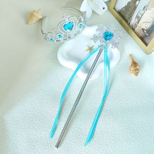 Children's Crown Tiara Ribbon Princess Magic Wand Set Frozen Fairy Wand Headband Hair Accessories Spot Wholesale