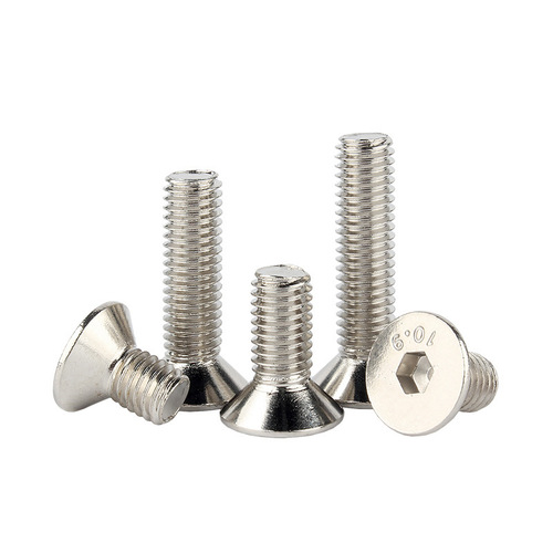 10.9 grade nickel plated countersunk head hexagon socket screws wholesale high strength flat head bolts flat cup screws M2M4M6M8
