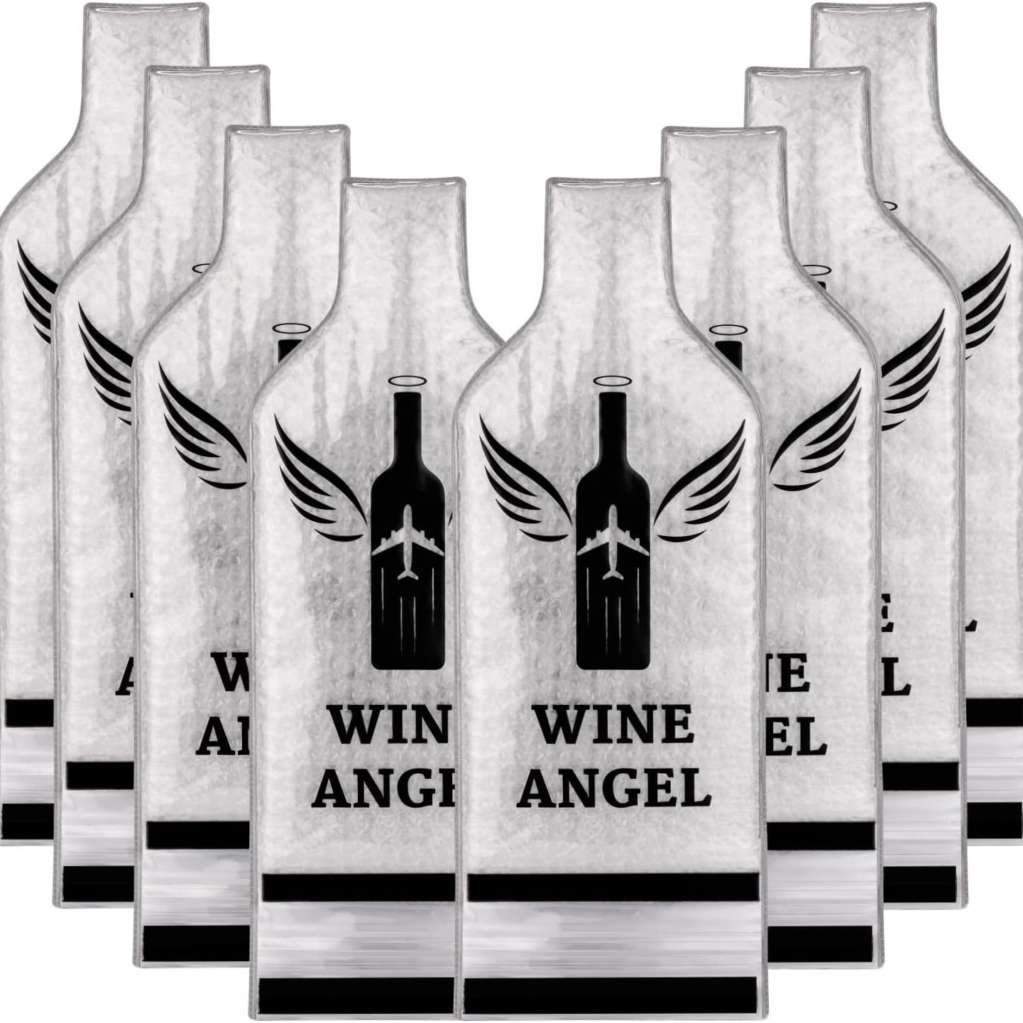 En stock y entrega rápida bolsa de vino de plástico transparente bolsa de vino de viaje portátil botella de vino cubierta protectora bolsa de regalo autoadhesiva bolsa sellada