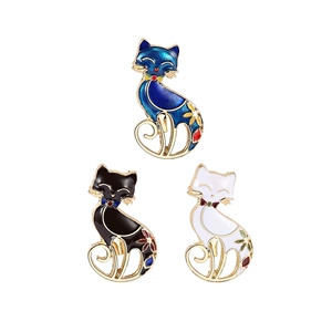 Korean-style cartoon cat corsage creative three-color enamel kitten brooch men's and women's same elegant suit pin