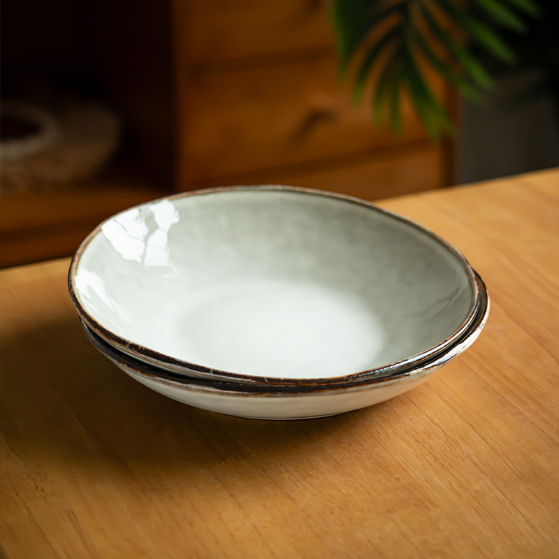 Tazón de cerámica de gran tamaño, tazón de platos irregulares, tazón de exposición individual, tazón retrógrado doméstico, tazón de fideos, tazón de sopa, cubiertos