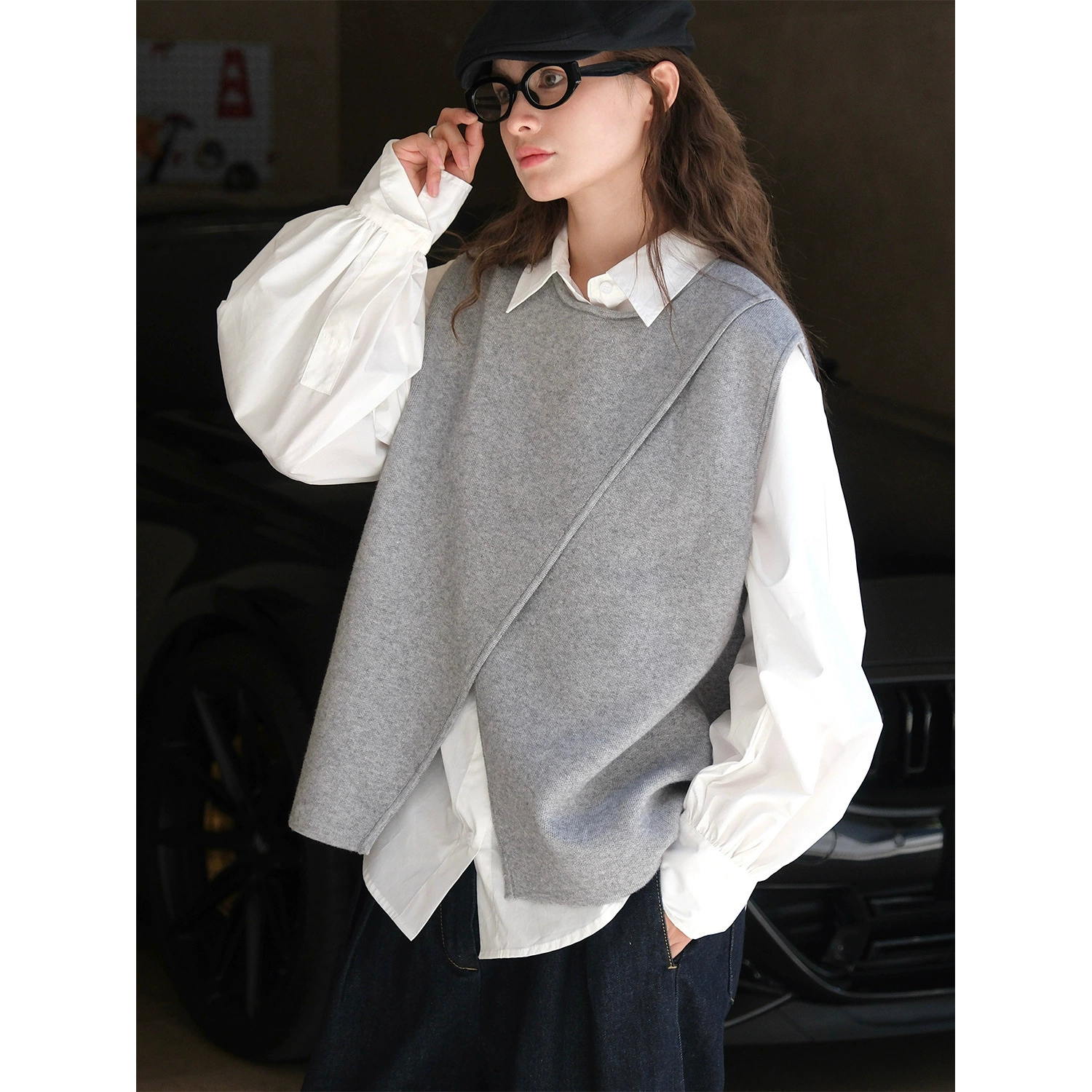 Новая корейская версия Lu Fu осенью чувствует нерегулярный открытый жилет