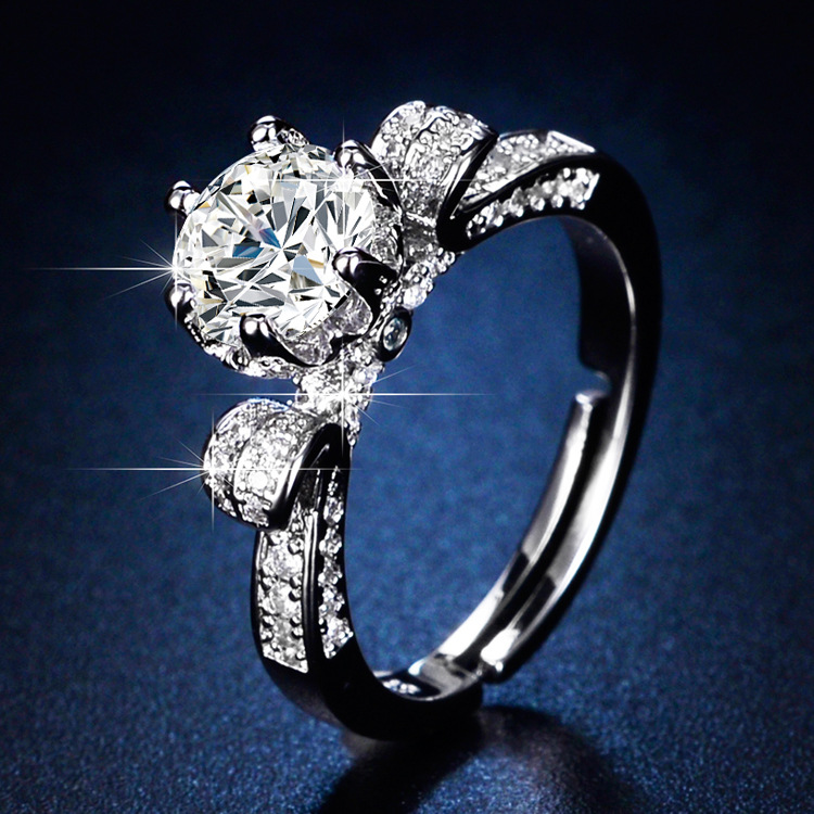 1 Piece Quantity Wedding Occasion Luxurious Square Copper Plating Inlay Zircon Open Ring