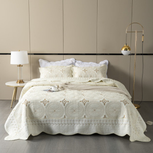 Pujiang factory direct cotton beige embroidery three-piece bed cover sheets quilted quilt air conditioning quilt wholesale