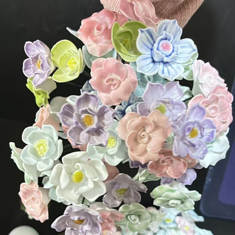 セラミックフラワー景徳鎮高温手作り造花不滅の花の装飾クリエイティブギフト家の装飾|undefined