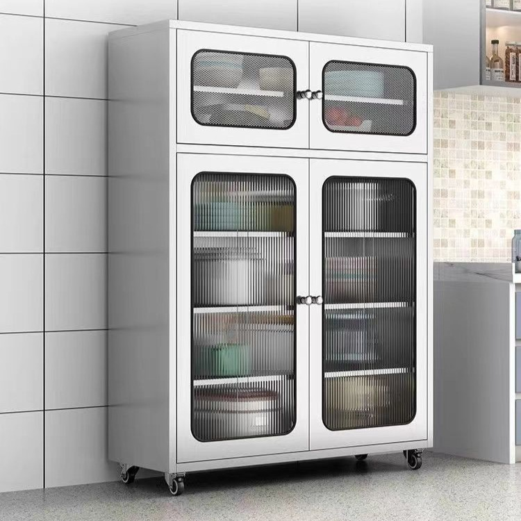 304 Stainless Steel Kitchen Mesh Door Cupboard Sideboard Home Kitchen Cabinet Restaurant Storage Cabinet Pot Storage Cabinet