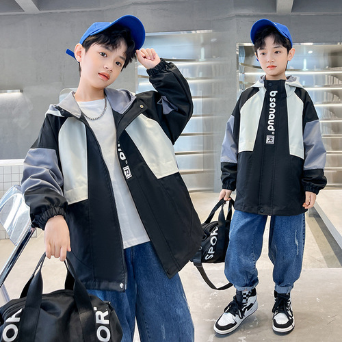 Boys' windbreaker jacket children's clothing Korean-style jacket loose-fit upper garment for middle and older children spring wear fashionable style
