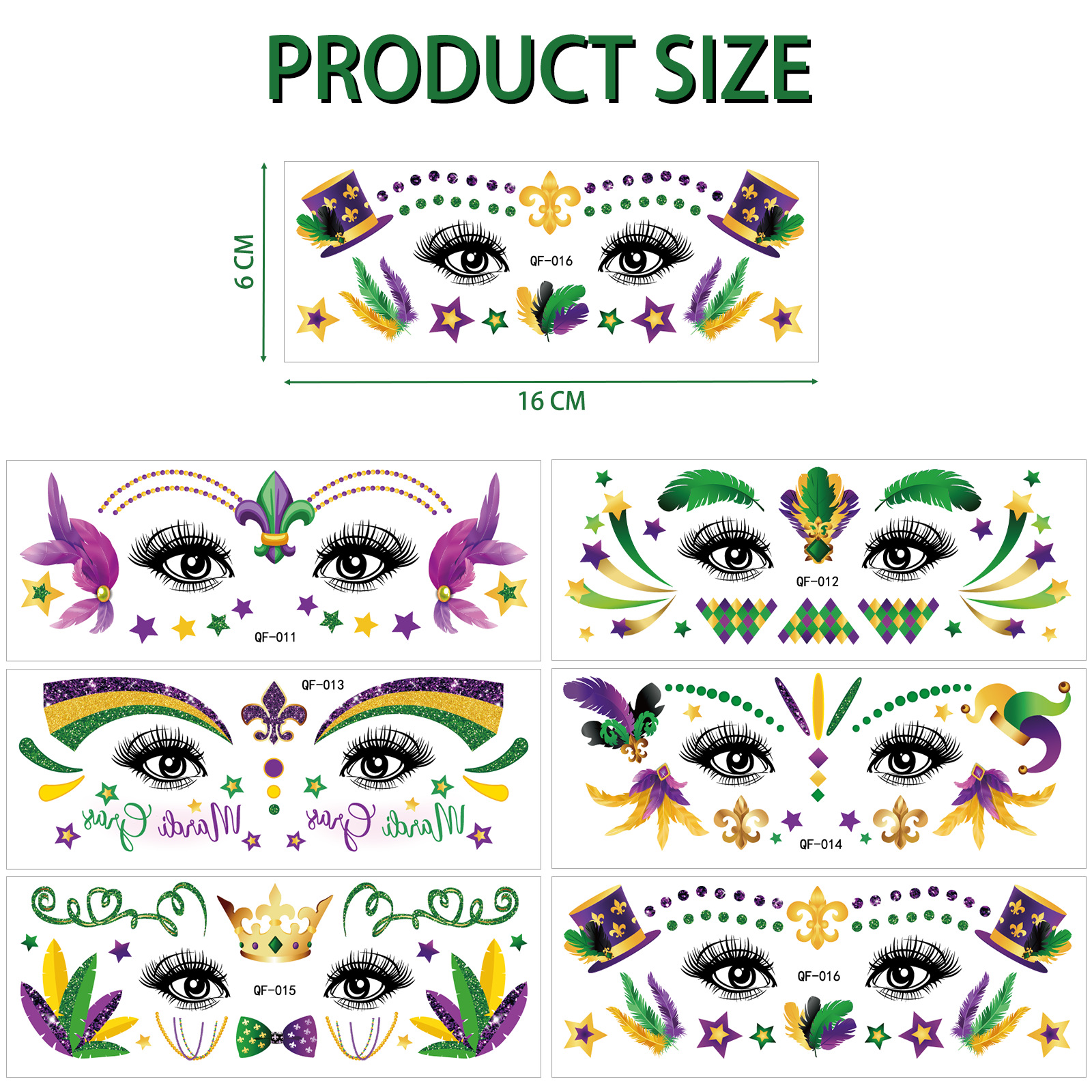 Tatuajes Temporales Faciales para Carnaval, Decorativo, para Carnaval, Fiesta de Disfraces y Desfile image 5