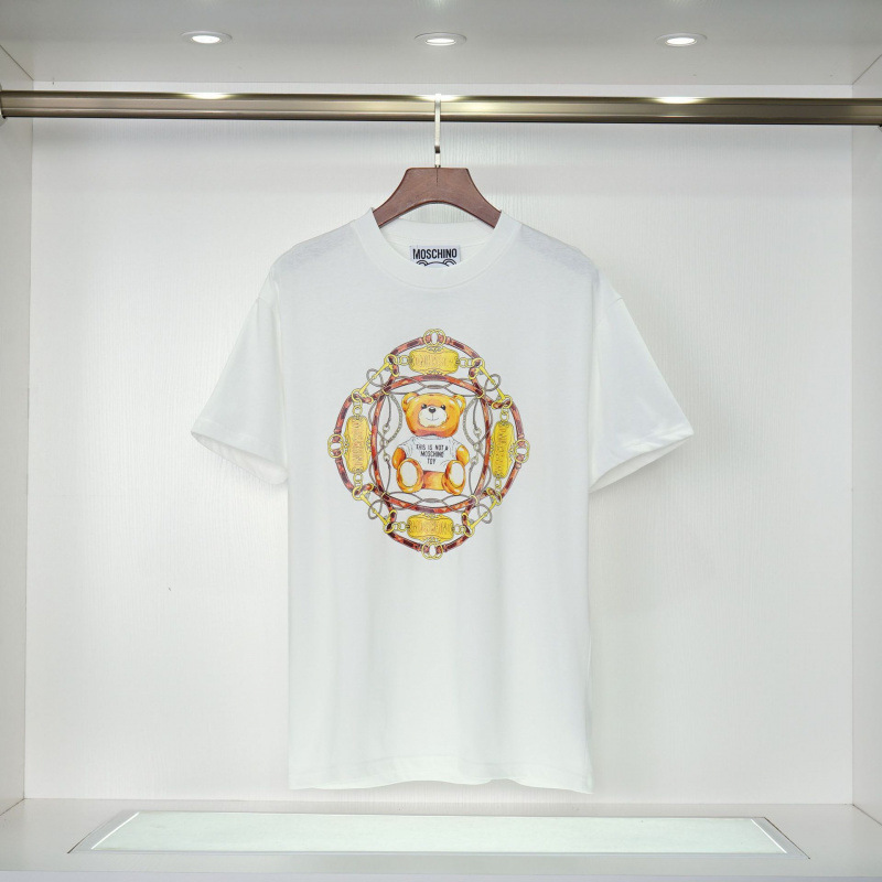 2025 春夏新作メンズカジュアルラウンドネック半袖 T シャツ中空刺繍クマ文字ルーズで多用途|undefined