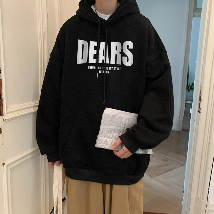 스웨트 셔츠 남자의 가을과 겨울 기모 두꺼운 플러스 사이즈 후드 루즈 코트 트렌디 브랜드 풀오버 포트 스타일 인쇄 편지 탑