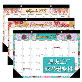 跨境热销亚马逊2027年挂墙式挂历 简约桌面台历 18个月英文日历