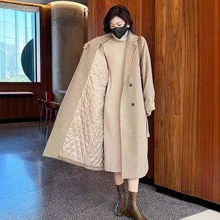 高端毛呢外套女洋气2025秋冬新款韩版宽松中长款加绒加厚呢子大衣