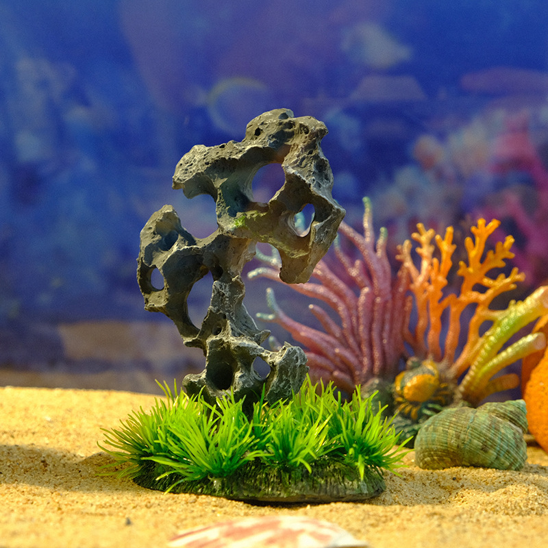 Simulación de paisajismo de pecera, arroyos de piedra, rocalla de piedra, decoración, evitación, decoración de resina, conjunto de acuario