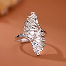 复古精致轻奢孔雀羽毛镂空戒指女小众高级设计感送女友生日开口戒