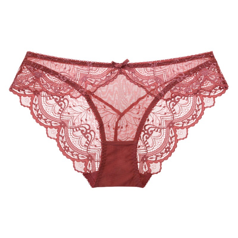 Ropa interior sexy de encaje de las mujeres año de nacimiento más tamaño ropa interior roja puro deseo medio cintura puro deseo ropa interior de niña sin costuras