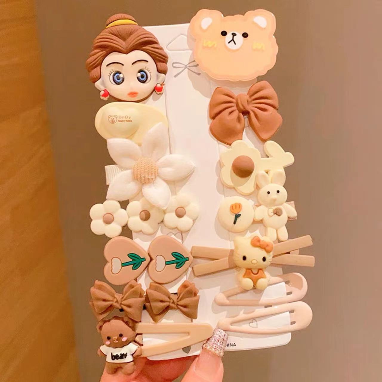 Nuevo clips de dibujos animados para niños coreanos lindos color de caramelo hecho a mano no daña el cabello frange clip para el cabello bebé clip para el cabello toque