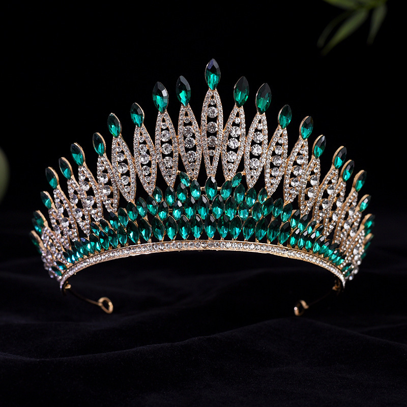 外国貿易の王冠の頭飾り欧米の花嫁のドレスの王冠の合金は銀色の豪華な水晶の王冠のメーカーを飾って直接販売します。|undefined