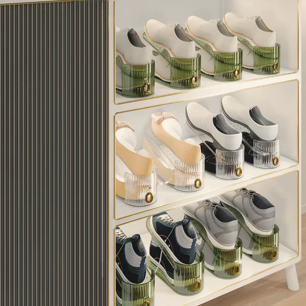 Transparent plastic shoe rack double-layer adjustable modern simple shoe storage rack space-saving household shoe cabinet storage rack