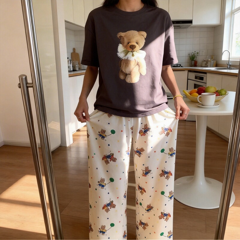 Summer New Style Walking Pants for Outer Wear Student Dormitory Cute Home Casual Loose Cool Breathable Cartoon Anti-mosquito Pajama Pants
