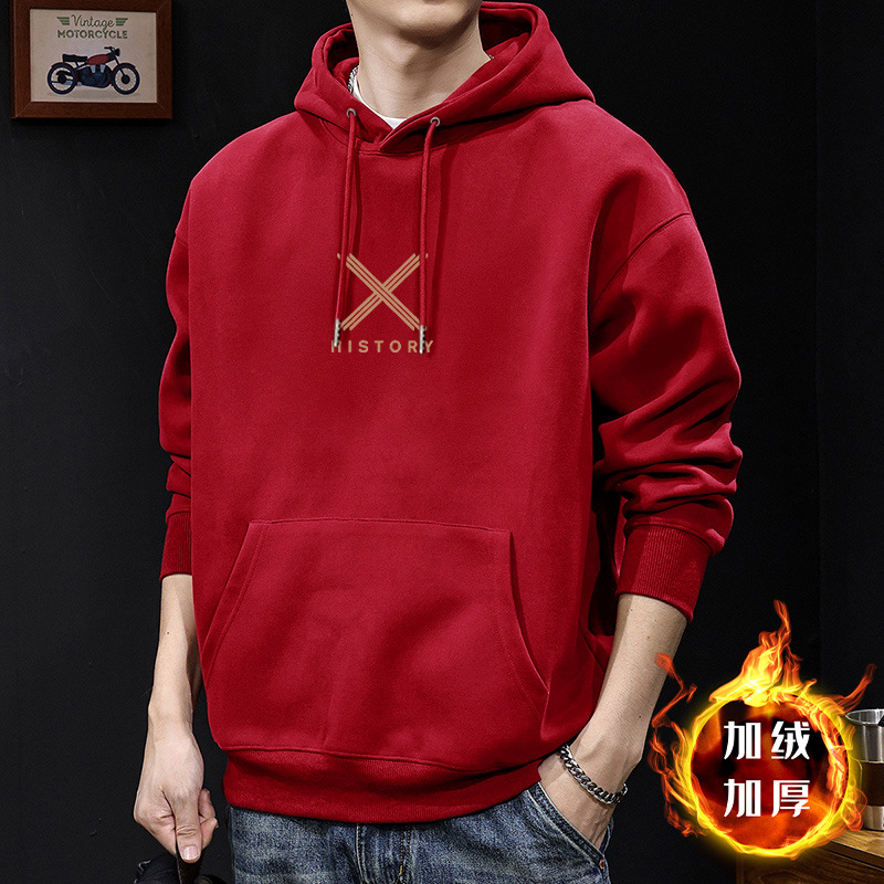 Suéter hombre encapuchado primavera y otoño estilo americano pesado pesado invierno más chaqueta de terciopelo nuevo abrigo de hombre de otoño