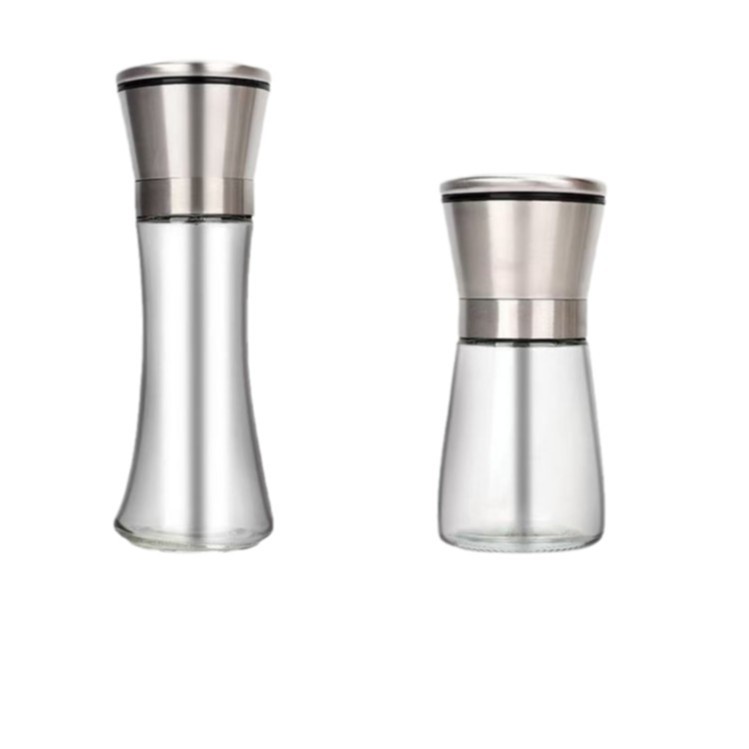 Botella de molienda de acero inoxidable botella de molienda manual botella de condimentos de vidrio doméstico molino de pimienta botella de condimentos de cocina