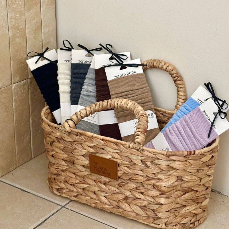 Lin Er Yi Mulberry Silk Wool Autumn and Winter Warm Double-Needle Fine Texture Slouch Socks Simple Socks Korean Style Calf Ballet Style